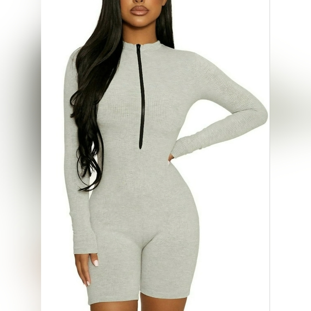 NakedWardrobe Snatched Zip Romper